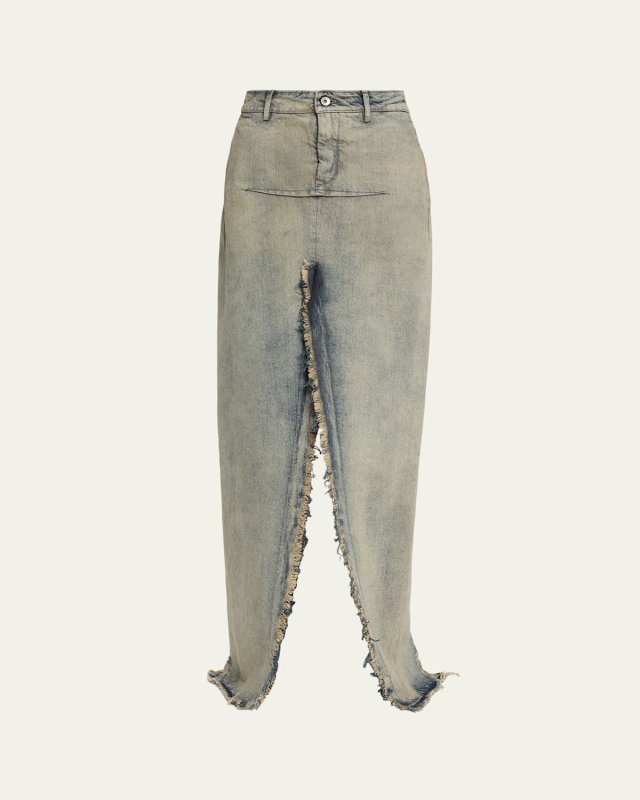 Split Denim Maxi Skirt